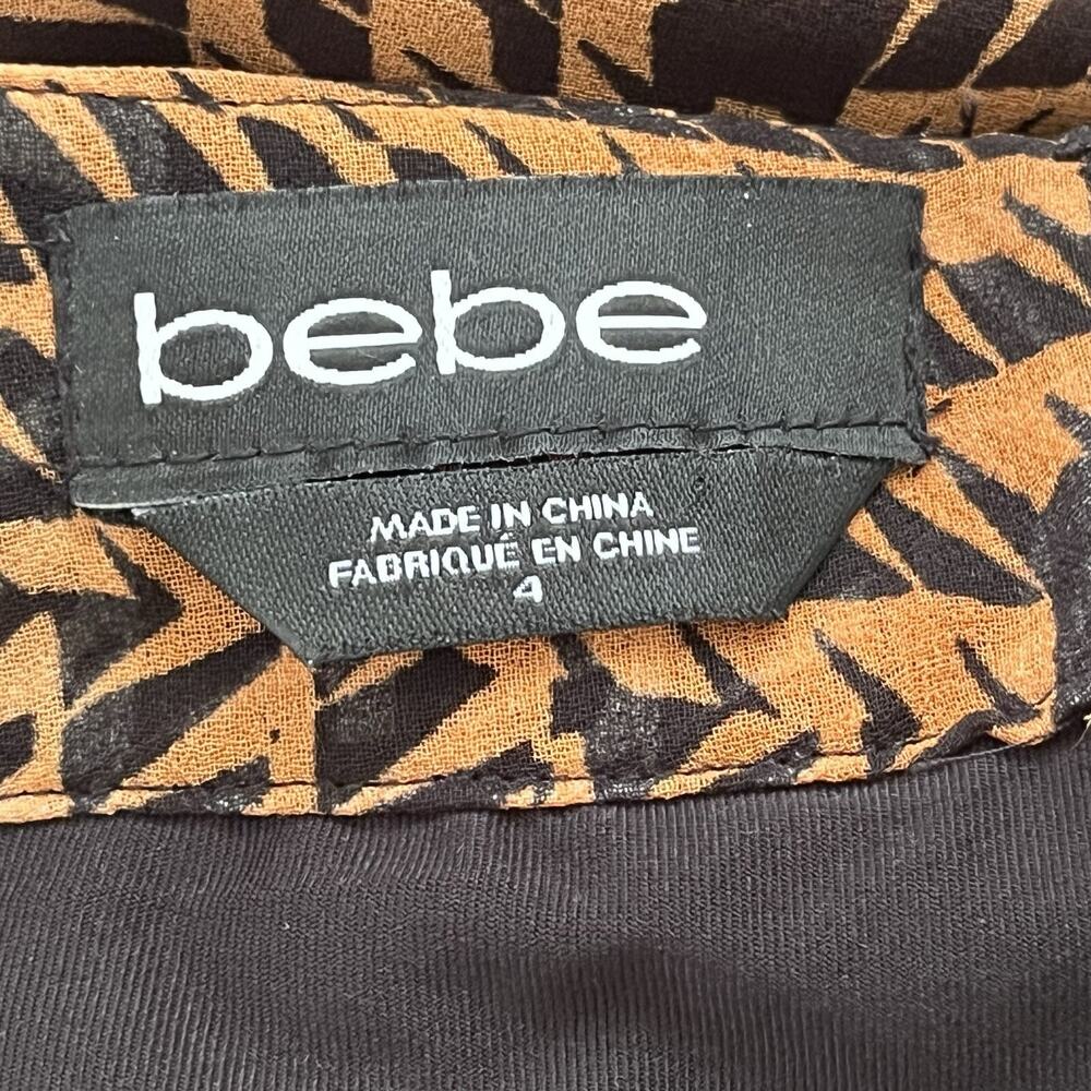 Bebe Sheer Chiffon Pants Size 4 Wide Leg Tie Waist Lined with Shorts Two Tone - Picture 11 of 14